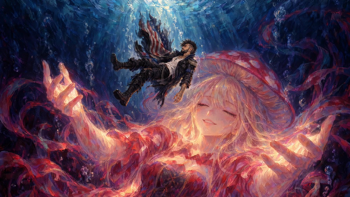 CassianRuin's tweet photo. New prompt drop "Falling Into You". This one uses two character references. I wanted to try something a little different this time. Prompt below https://t.co/M6BtrJaX2o