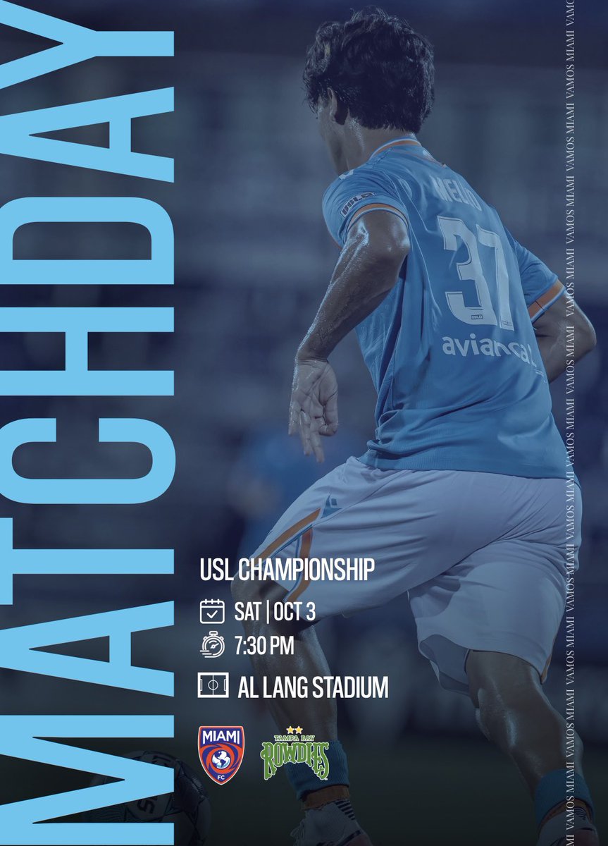 TheMiamiFC's tweet photo. MATCHDAY IN TAMPA. ๐ต๐
A Florida battle under the lights. Time to go to work. ๐ฅ
๐ Tampa Bay Rowdies
#VamosMiami | #TBRvMIA https://t.co/r74uoLoMV6