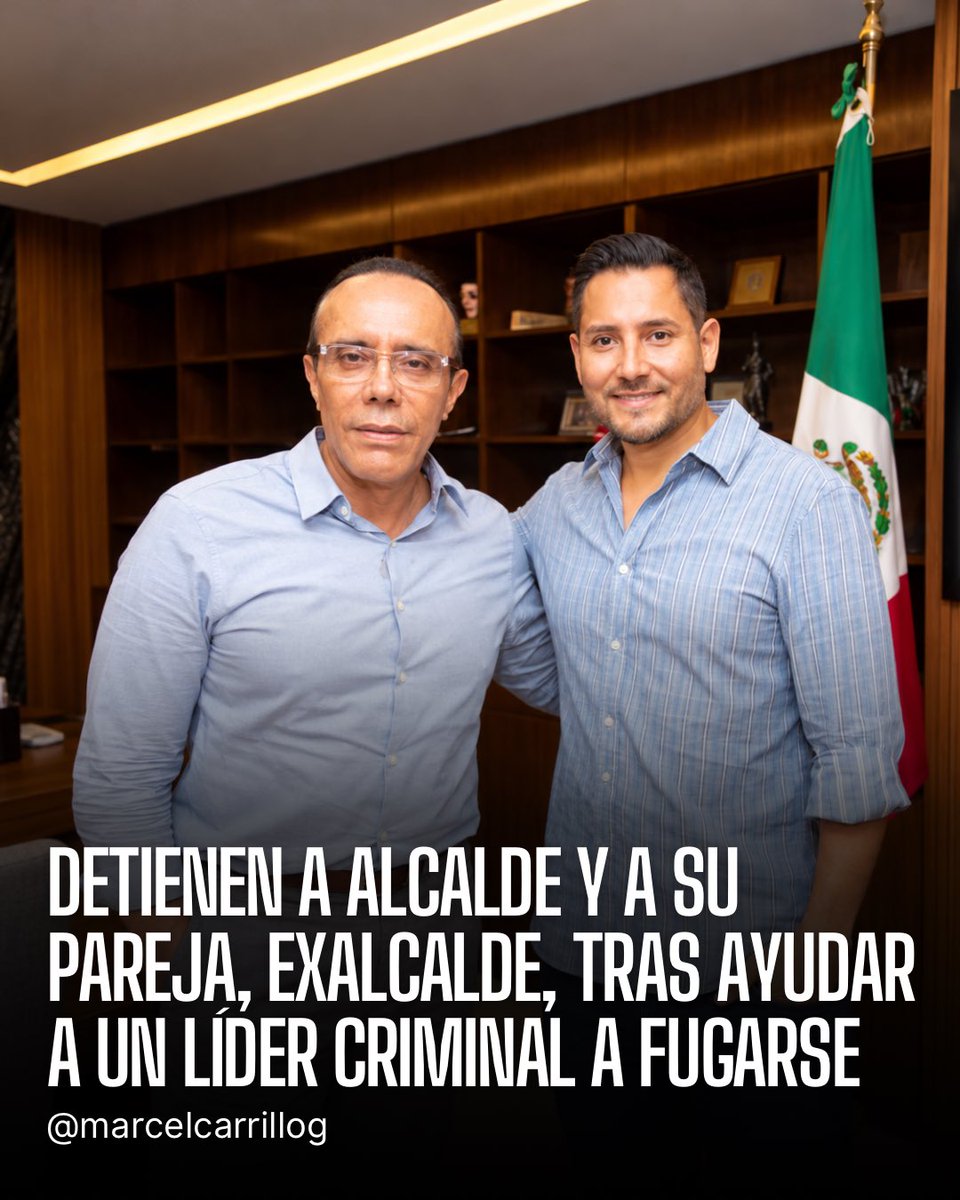 marcelcarrillog's tweet photo. Este par de morenistas son pareja; compartían la casa, los proyectos, compartieron hasta la alcaldía… y hoy la detención por ser unos sucios criminales.

Jorge Lara, actual alcalde de Suchiapa, Chiapas, y Alexis Nucamendi, exalcalde y su pareja, fueron detenidos dentro de la Operación Enjambre, en una investigación por abuso de autoridad, corrupción y asociación delictuosa.

Primero uno fue alcalde, luego el otro; prácticamente hicieron de la presidencia municipal un bien mancomunado. Y el asunto se puso todavía mejor cuando la investigación alcanzó a la policía municipal tras la fuga de “La Gretel”, un líder criminal al que habrían ayudado a escapar.

Primero compartieron el poder, ahora comparten expediente. Eso sí es una relación estable.