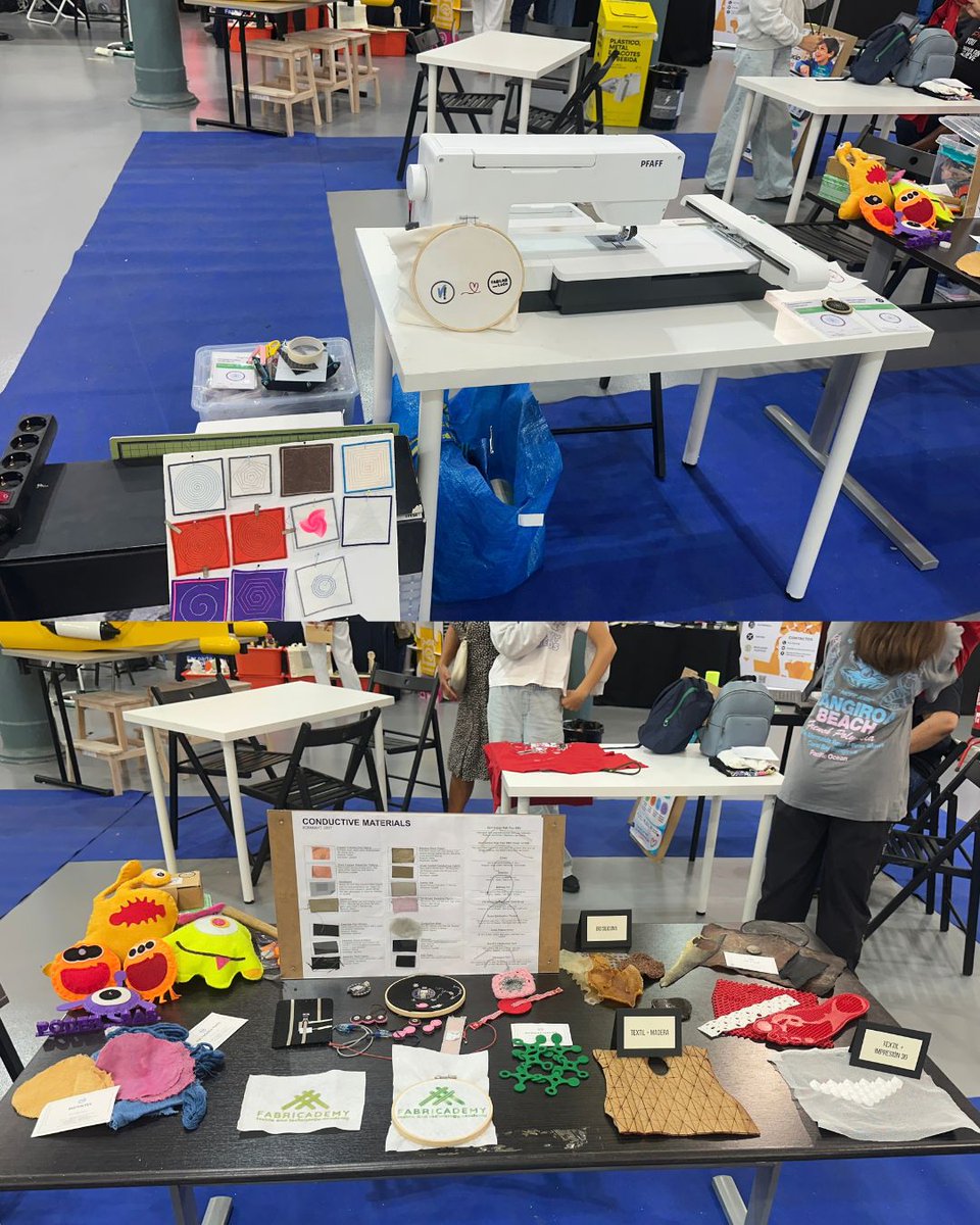 FabLabLeon's tweet photo. 🇵🇹 Nuria llevó la bordadora digital, textiles y proyectos de las Poderosas a Maker Faire Porto, donde también habló de Fabricademy. 🧵

Hubo reencuentro con Alexandra de VIVA Lab y con David, alumno de Fab Academy, y charla de Brindis sobre Fab Connect Her. 💜 https://t.co/172r9VrNS6