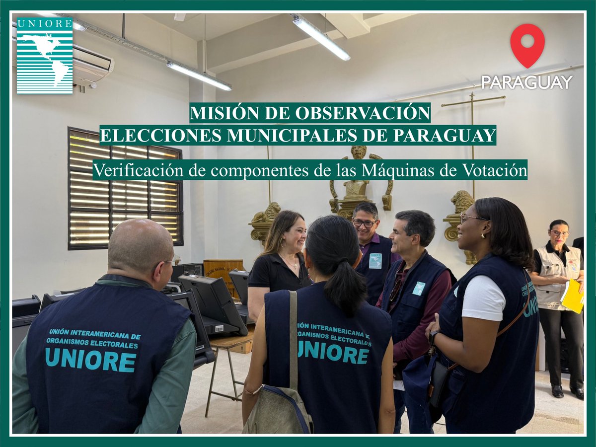 UNIORE's tweet photo. El Grupo 1 de Observadores para las Elecciones Municipales de Paraguay visitó el Colegio Nacional de la Capital, en el marco de la verificación de componentes de las Máquinas de Votación previa a los comicios. https://t.co/ezzwLzcWe1