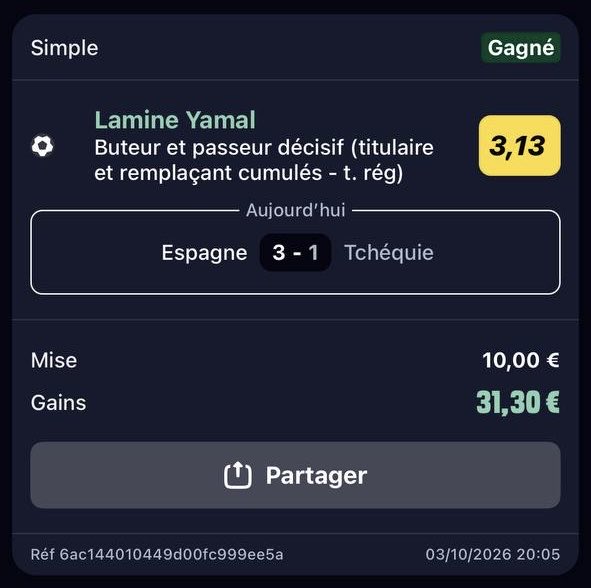 LeBarjotProno's tweet photo. Betclic merci ✅

Wina on met sa fierté de côté et on paye chef https://t.co/xX7jh7tk5X