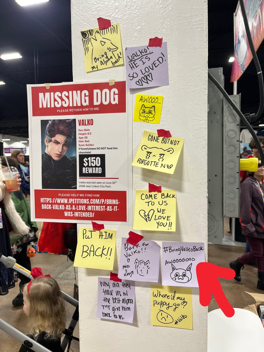 ArcaneVix's tweet photo. I went to an anime convention and saw this 🥺🩷 #BringBackValko (the one I pointed to is mine) https://t.co/FgpZGnu4Q6