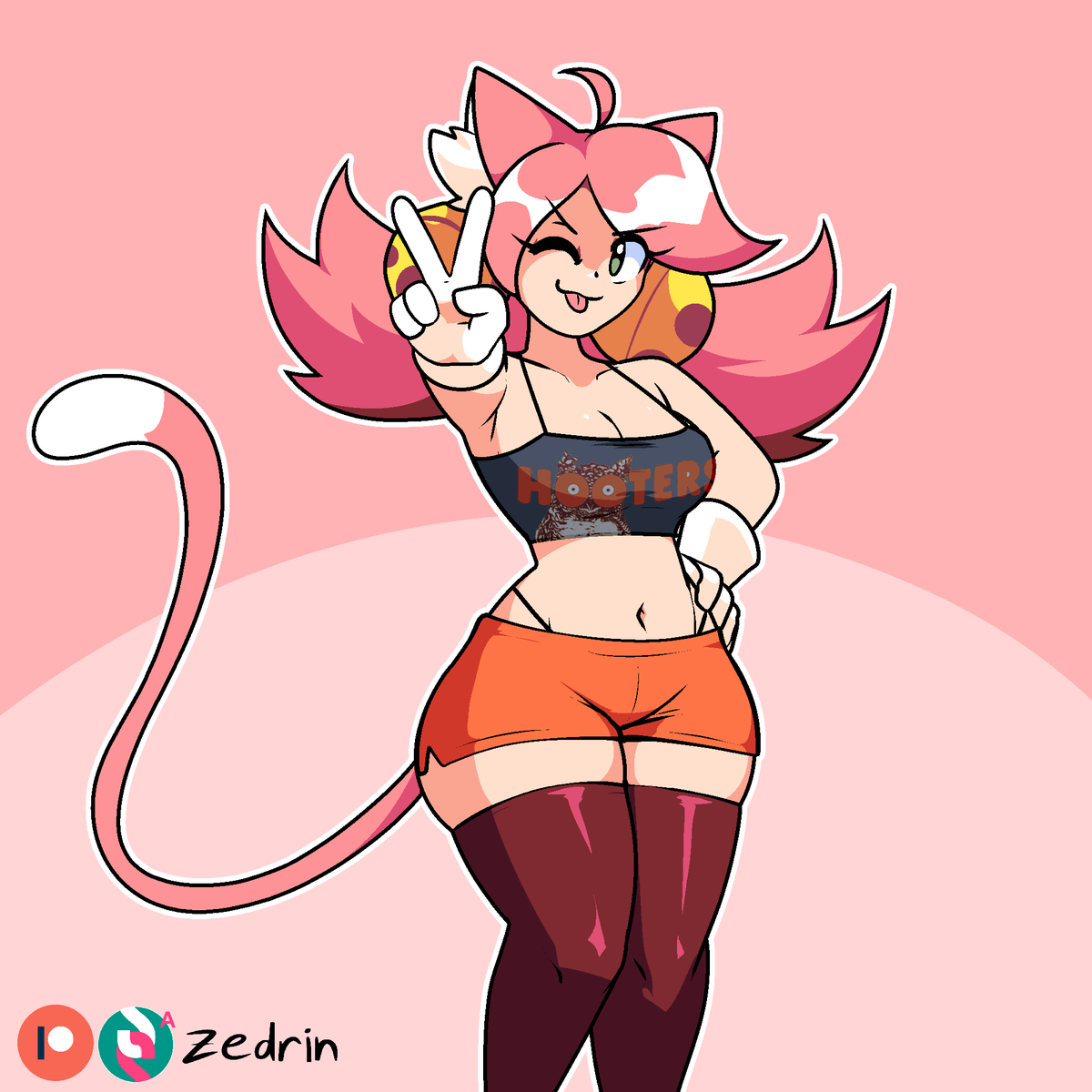 zedrinbutt's tweet photo. Mew Mew in the Hooters shirt!
but what's with that reaction, I wonder...
(full thing up on the pat/sub, short animation!) https://t.co/oS9VgKacik
