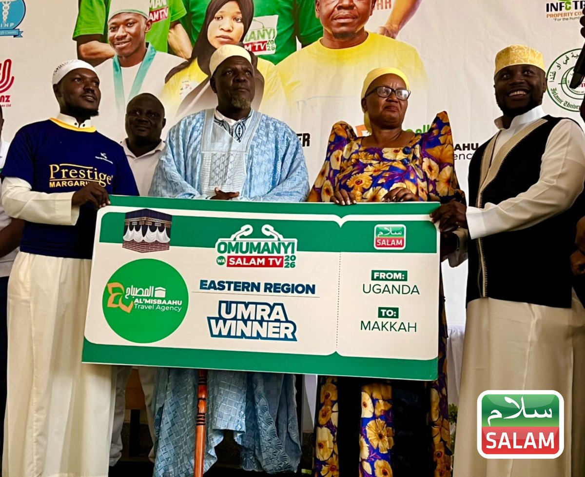 SalamTvUG's tweet photo. Jamuliro Yusuf, winner of the 7th Edition 2026 Omumanyi wa Salam TV Eastern Region Finals, was awarded a fully funded Umrah pilgrimage to Makkah and Madinah by Salam TV and Al-Misbaahu Hajj and Umrah Services. He has automatically qualified to represent the Eastern Region in the grand national competitions taking place on December 19th, 2026.

#SalamOmumanyi #SalamUpdates