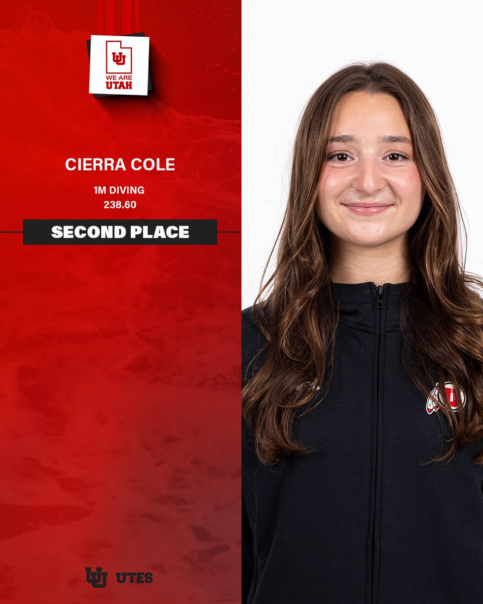 UTAHswimdive's tweet photo. SWEPT IT 🧹

Utes own the podium and all place top 10 in the 1m dive! #GoUtes 

1. Sarah Kaufman - 240.60
2. Cierra Cole - 238.60
3. Annalise Shrader - 236.40
6. Finlee Sharp - 208.20
10. Callie Eagleston - 182.70 https://t.co/fsIkhOo4Ue