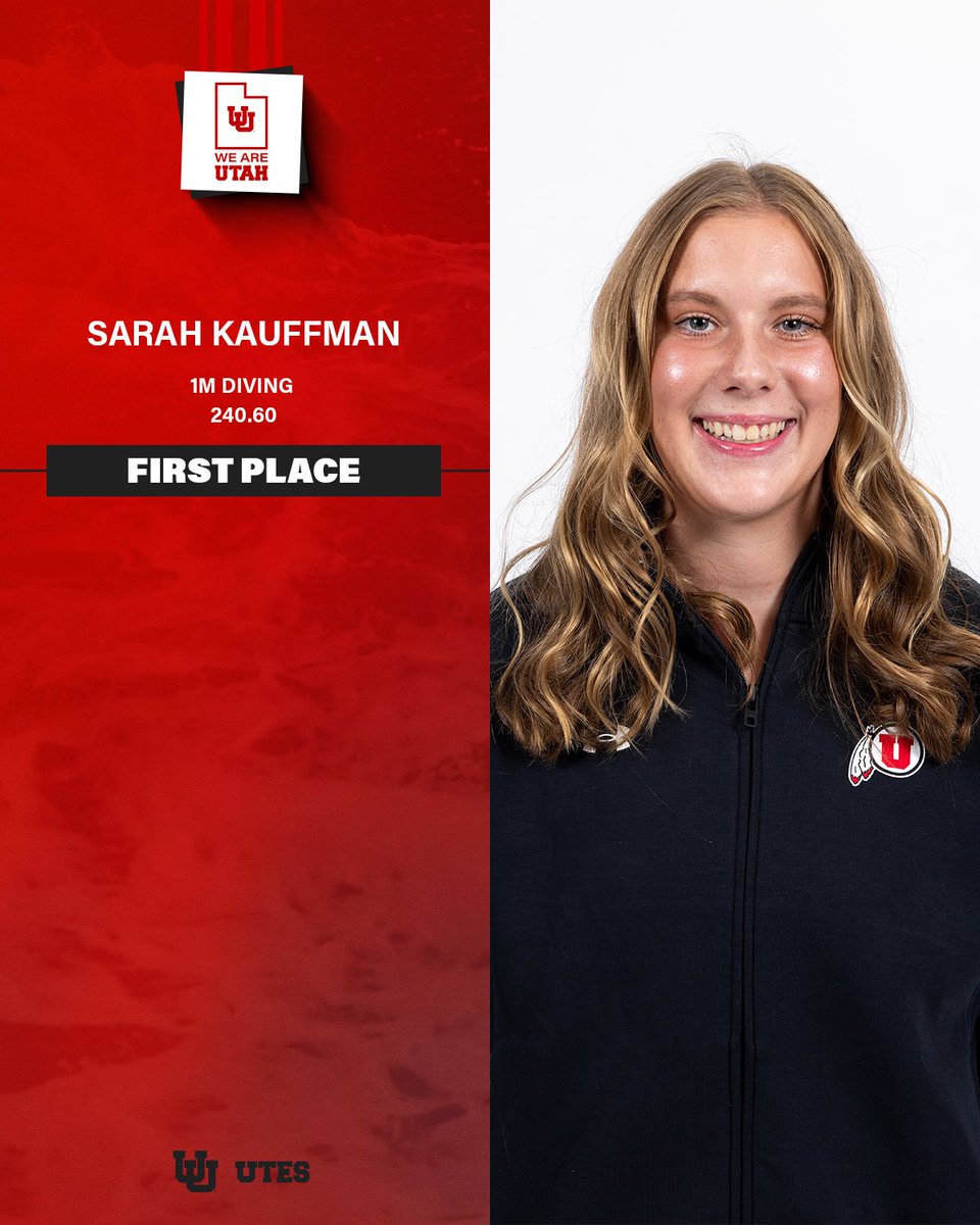 UTAHswimdive's tweet photo. SWEPT IT 🧹

Utes own the podium and all place top 10 in the 1m dive! #GoUtes 

1. Sarah Kaufman - 240.60
2. Cierra Cole - 238.60
3. Annalise Shrader - 236.40
6. Finlee Sharp - 208.20
10. Callie Eagleston - 182.70 https://t.co/fsIkhOo4Ue