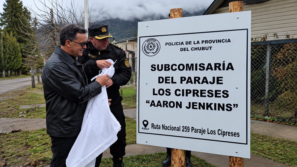 Canal4Esquel's tweet photo. Los Cipreses: impusieron el nombre de Aarón Jenkins a la Subcomisaría
https://t.co/teSBAkzJf3
#trevelin
#aarónjenkins
#PolicíaDelChubut
#historia
#asociacióngalesa https://t.co/FPhbq12GyH