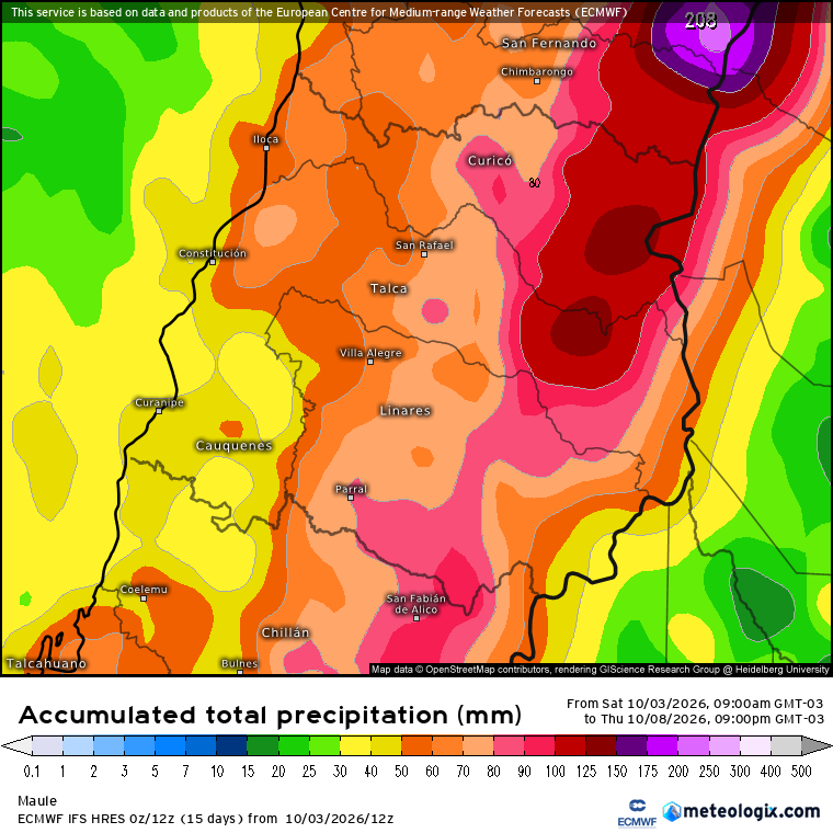 EdoWeatherman's tweet photo. ALERTA por evento de lluvia anormal para octubre en la zona central.

Un activo sistema frontal promete fuertes precipitaciones en sectores desde la región de Coquimbo a Los Lagos, los días 6 y 7 de octubre. Los modelos coinciden en que la mayor cantidad de agua se proyecta en sectores de las regiones de Valparaíso, Metropolitana, O'Higgins, Maule y parte de Ñuble y Biobío. Sin embargo, también se proyectan montos importantes en el tramo sur e interior de la región de Coquimbo y en la zona sur.

Situación anormal propia de El Niño.
Los diversos modelos proyectan sobre 30-50 mm en promedio en la zona central, pero algunis sectores interiores podrían superar los 60-80 mm e incluso los 100 mm. También se estiman más de 20-40 mm en el interior de Coquimbo.

Atención, existe una probabilidad de que pueda caer más agua de lo estimado, además el evento trae una masa muy inestable que va a ocasionar tormentas eléctricas, especialmente el miércoles e incluso el jueves. Viento moderado durante el evento.
La isoterma se moverá entre los 2200-2700 msnm, lo que puede ocasionar complicaciones en interior de la zona central y también en el norte chico.

Estaré actualizando la información ya que el evento seguirá variando.