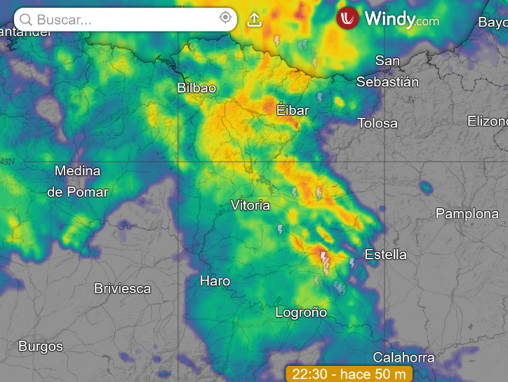 AlesandroSherry's tweet photo. 22:30h
*#PaísVasco/#Euskadi: #Bilbao,#Eibar,#Vitoria,#Tolosa,#Maeztu,#Durango,
#Mondragón,#Santurce,#Guernica,#Bermeo
*#LaRioja
Red #Radares #Meteo UE(#Francia/#España)
+
#Rayos(#Satélite #Meteo) https://t.co/AfMG7exkBF