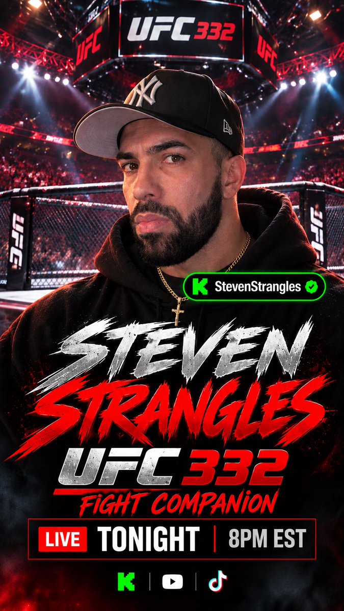 StevenStrangles's tweet photo. UFC 332. FIGHT NIGHT. 🥊

Going LIVE tonight at 8PM EST for the Fight Companion. https://t.co/VKYXiqWABH