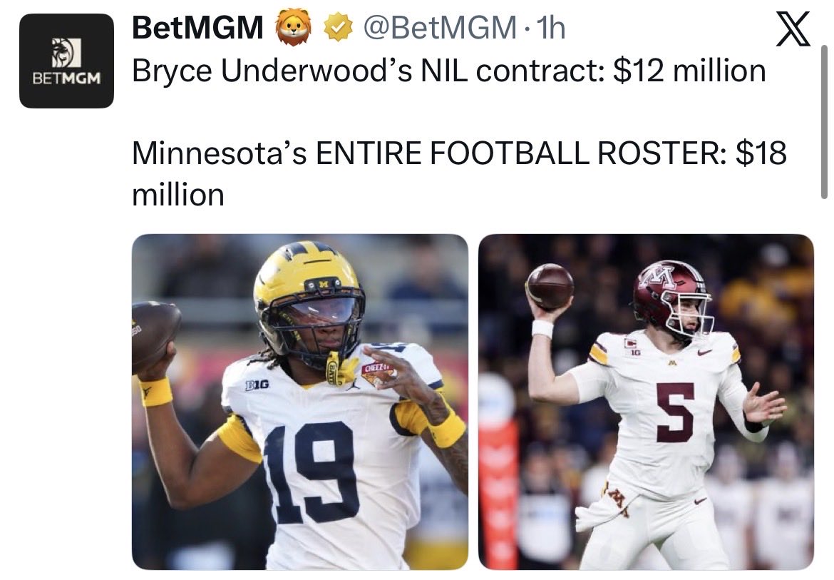 GoldyThe_Gopher's tweet photo. @GophinAround With a QB that costs millions more than our whole defense https://t.co/PTU3IOeKGl