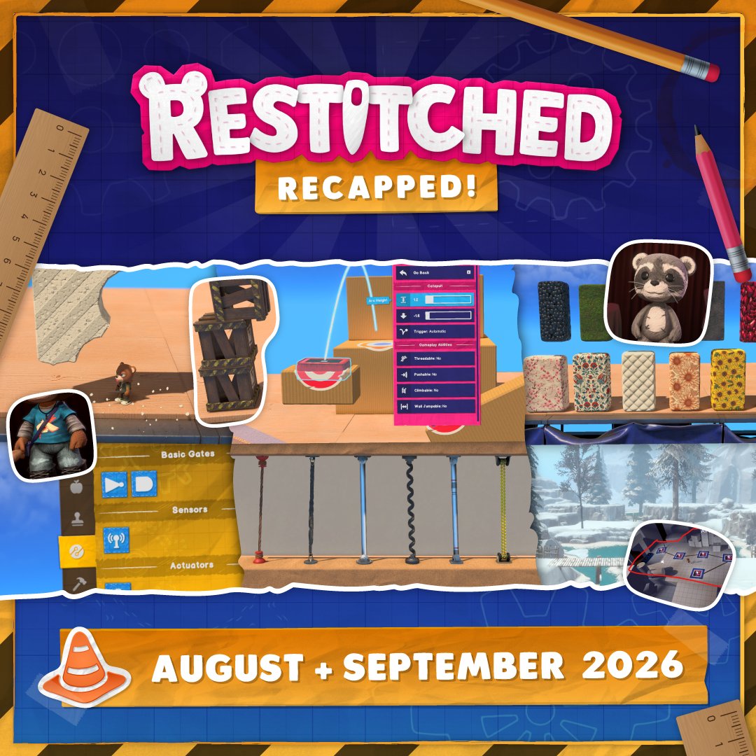 RestitchedGame's tweet photo. 🚨 A new #Restitched: Recapped! dev log is now available for Patreon members. 📝 It's one of our biggest yet and features lots of exciting progress from August and September combined!

⏲️ The post will be unlocked for everyone in 1 week (Oct. 10, 2026)!
https://t.co/qvK3JJdFWO
