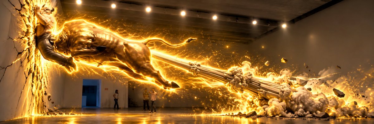 c0de11X's tweet photo. HOW TF THIS NEVER BONDED???

I just found the BULL art piece by Chen Wenling

It’s a Bull that Farts and shoots up into the air, pinning a fat chud to the wall.

Thats a fucking GENNY https://t.co/umD2gB584X