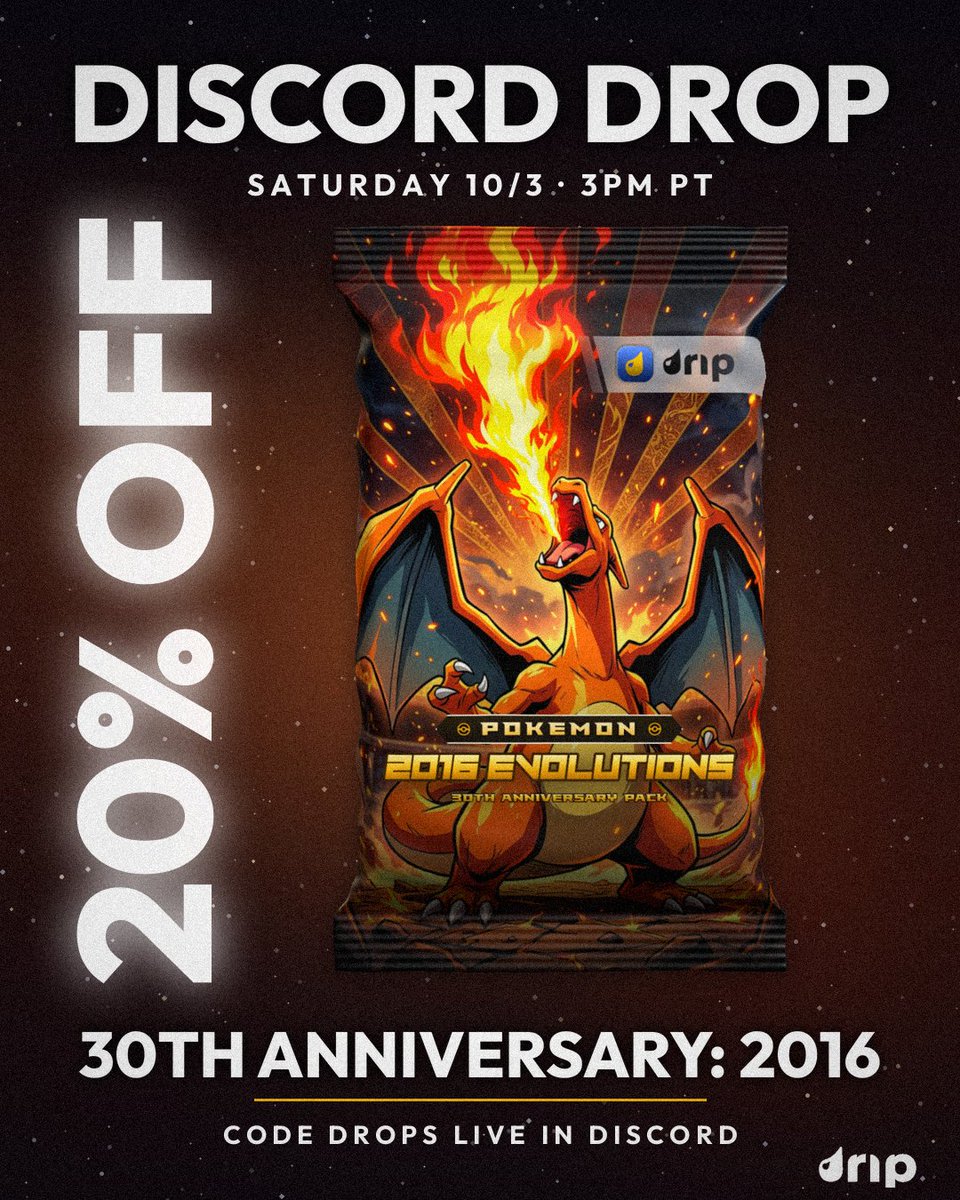 dripshop_live's tweet photo. Discord Drop Today: 30th Anniversary: 2016 👀

20% off. The code goes live in the Drip Discord at 3PM PT and it goes fast.

Join through the link in our bio 💧 https://t.co/8iGmrasbFj