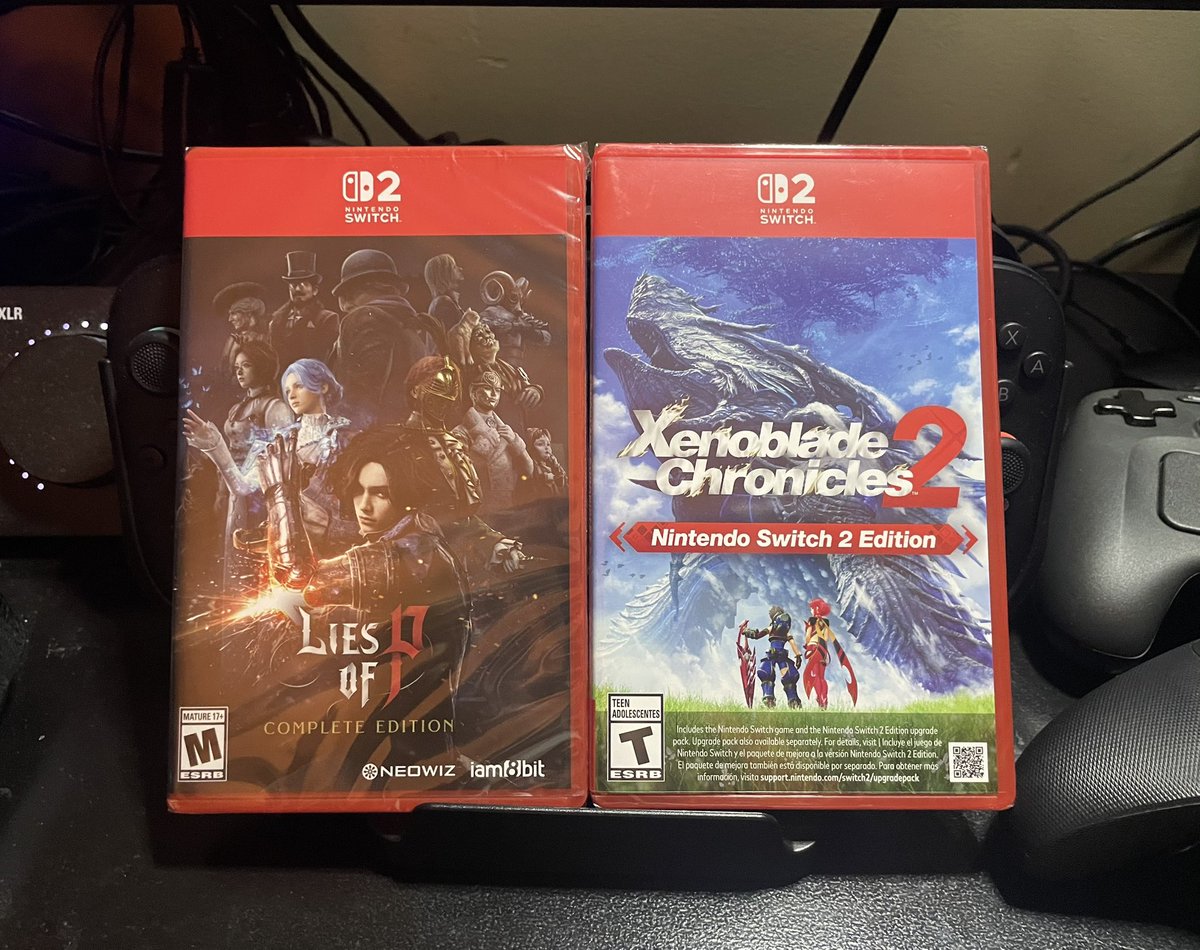 D1S3NT's tweet photo. Picked up my physical copies of Lies of P Complete Edition & Xenoblade Chronicles 2 Nintendo Switch 2 Edition from GameStop. Both have all the content on the cart & lies of p came with collectible cards.
#Nintendo #Neowiz #iam8bit #XenobladeChronicles2 #Switch2 #PhysicalMedia https://t.co/JWS2C7moR7
