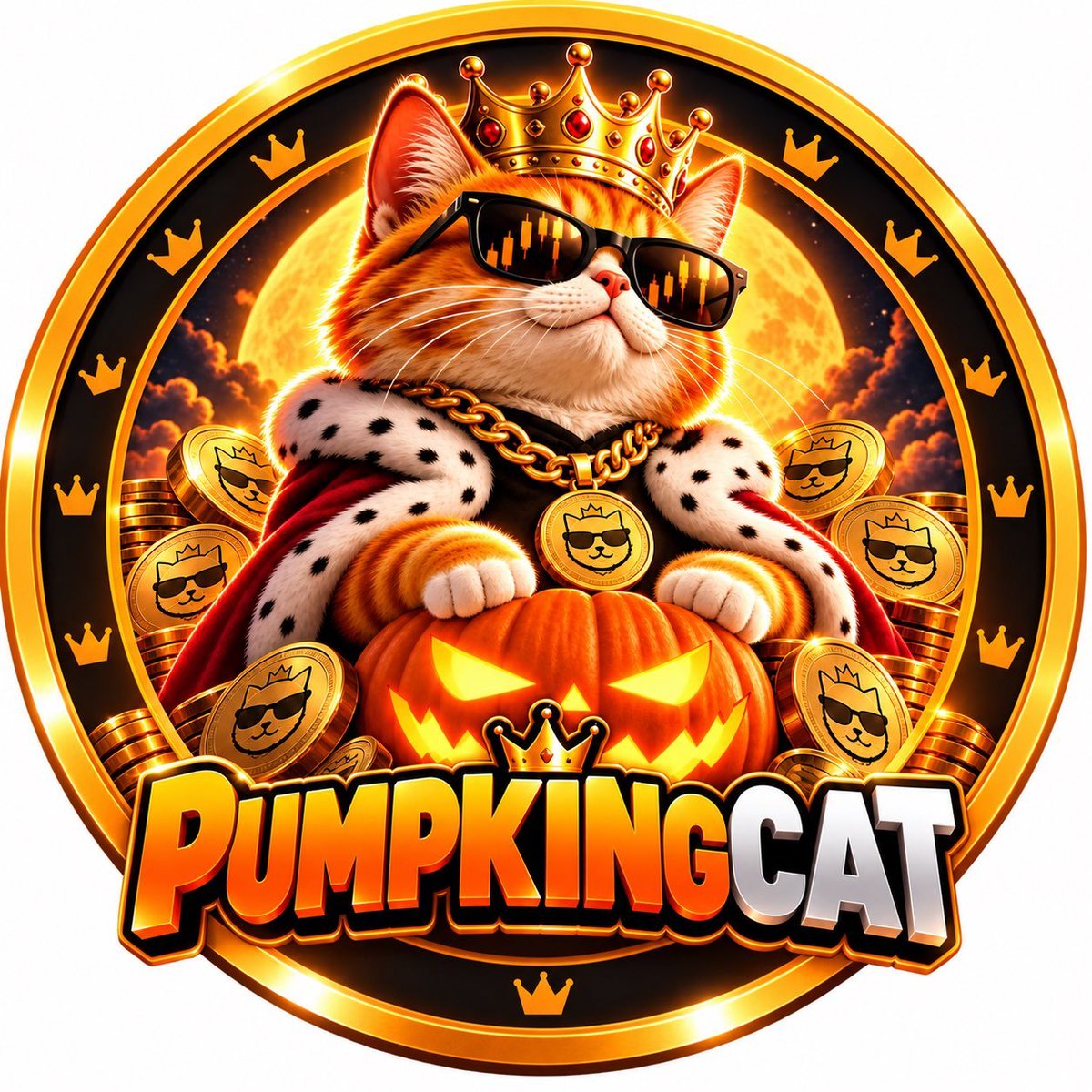 PumpKingCath's tweet photo. They told him to sell.  He put on sunglasses. 📷 They told him to take profits.  He bought another crown. 📷 They told him cats can’t rule kingdoms.  PUMPKINGCAT disagrees. 📷📷 $PUMPKINGCAT  #Memecoin #Crypto #Solana https://t.co/cwzWZLilXS