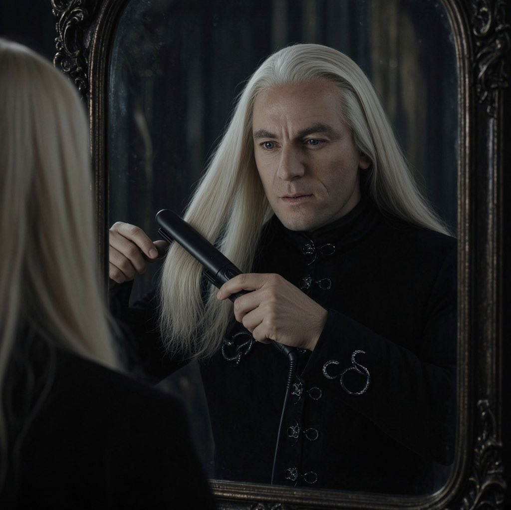 Kamalfalilat's tweet photo. Lucius Malfoy every morning before meeting up with the Dark Lord and fellow Death Eaters. https://t.co/SIWoTNFzAA