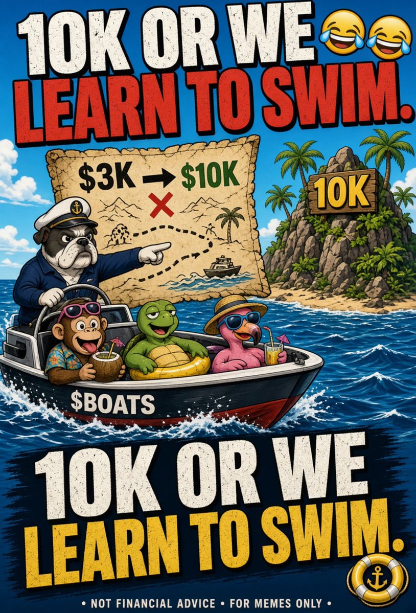 STB_stoptheboat's tweet photo. 🚨🚤 $BOATS TO $10K MC

Or we learn to fucking swim. 😂

No Plan B.
No life jackets.
Just vibes and questionable decisions.

APE IN. LET’S SEE HOW FAR THIS BOAT CAN GO. 🚤

CA: STBHy1gb1UbALx5wFjUBVWfkxcSwcBw5c6AaDt632VG

#BOATS #Solana #Crypto #MemeCoin #DEGEN #APE https://t.co/faRhPEOHwC