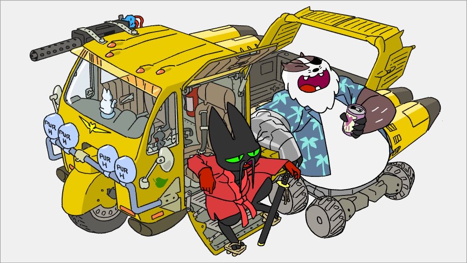 cartoon_just's tweet photo. On the same topic of favorite crew art is this piece also by Medvey 
The concept of Mao Mao and Badgerclops growing old together and traveling is so damn peak 😔♥️ https://t.co/zTLazwJy0O