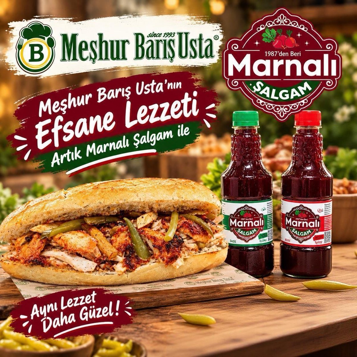 h_guden's tweet photo. Efsane lezzetler şimdi bir arada!
1993'ten beri damaklarda unutulmaz izler bırakan Meşhur Barış Usta'nın enfes lezzeti, artık 1987'den beri geleneksel tatları yaşatan Marnalı Şalgam ile buluşuyor!  
Aynı lezzet, şimdi çok daha güzel! Bu eşsiz ikiliyi denemek ve bu nefis uyumu keşfetmek için sizleri de bekliyoruz.  
Afiyet olsun!
#MarnalıŞalgam #MeşhurBarışUsta #EfsaneLezzet #Şalgam #Lezzetİşbirliği #AynıLezzetDahaGüzel