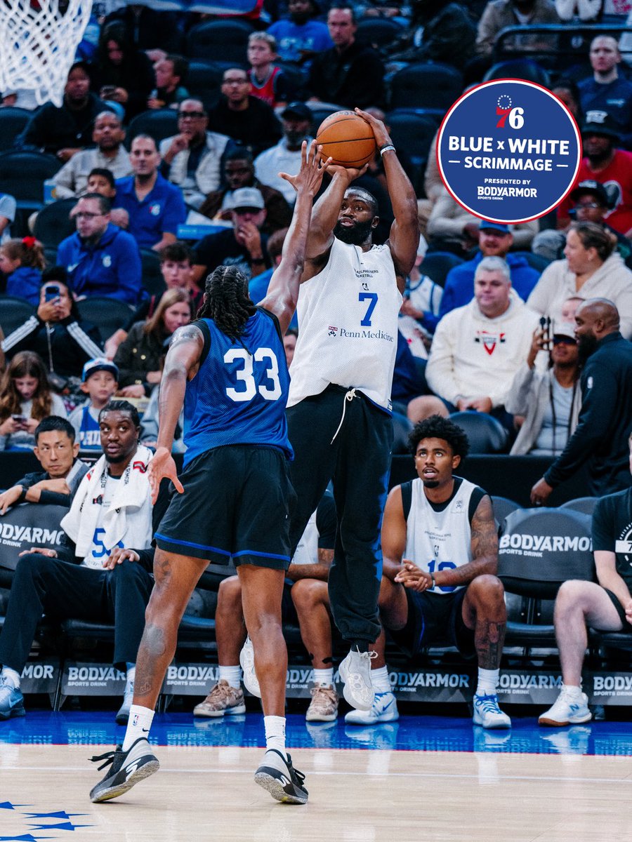 sixers's tweet photo. s/o to the best fans ❤️💙

blue x white scrimmage | @DrinkBODYARMOR https://t.co/13dBwB1WSo