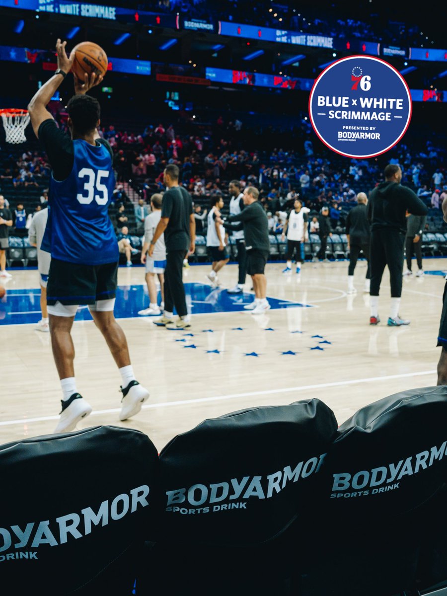 sixers's tweet photo. s/o to the best fans ❤️💙

blue x white scrimmage | @DrinkBODYARMOR https://t.co/13dBwB1WSo