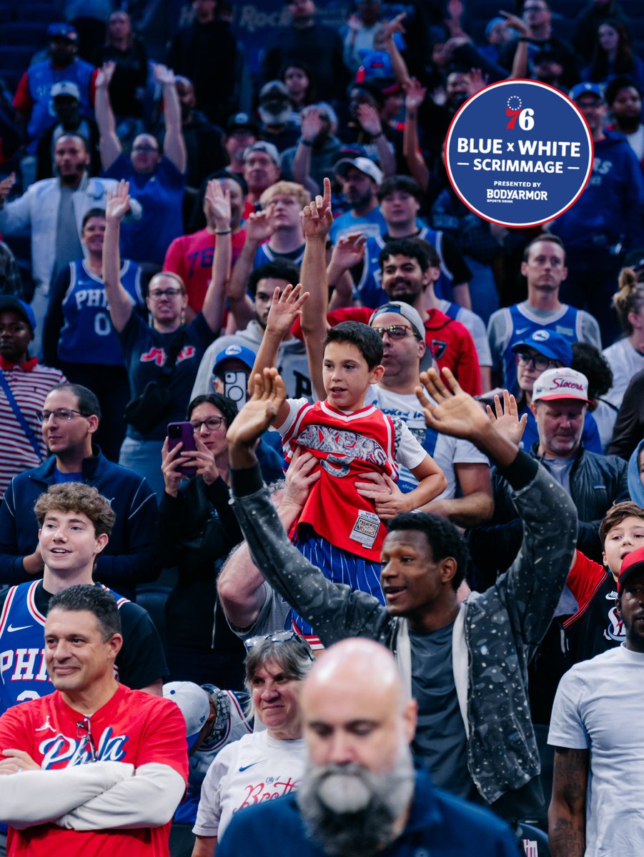 sixers's tweet photo. s/o to the best fans ❤️💙

blue x white scrimmage | @DrinkBODYARMOR https://t.co/13dBwB1WSo