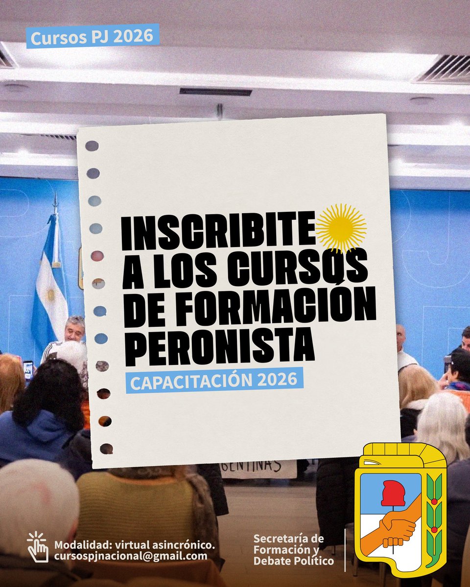 p_justicialista's tweet photo. FORMACIÓN PERONISTA 2026 ✌🏼

👩‍💻 Modalidad: virtual asincrónico 
🗓️ Inicio: 17 de octubre 

Inscripción abierta hasta el 16/10. Anotate acá!👇🏼
https://t.co/LkY2O1nB4H

Hay 14 cursos. Mirá 🧵👇🏼 https://t.co/VYUQw63lT6
