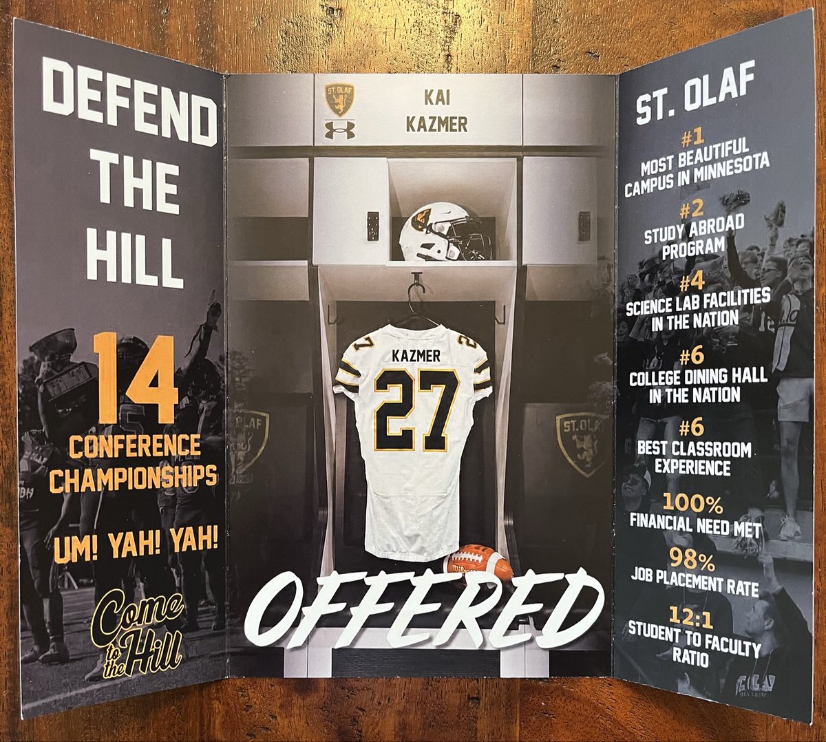 kai_kazmer's tweet photo. Thank you Coach @JamesKilian and @Coach_MPaulson for the official offer letter from @StOlafFB. 

@CoachMVP08 @cpst95evg https://t.co/m41Prou1mA