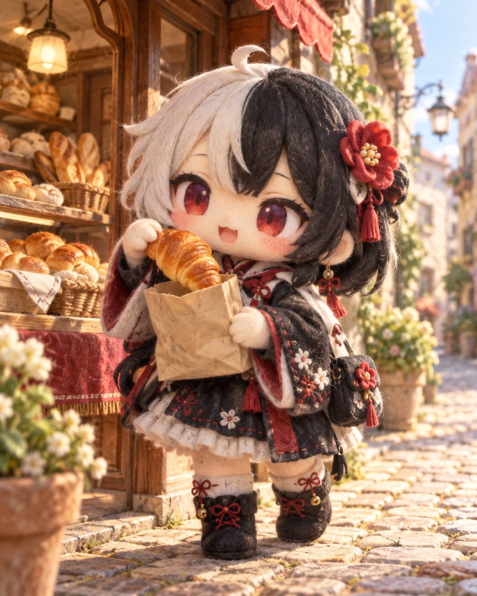 enju_world's tweet photo. おはようございます☀️

焼きたて、みつけた🥐

いい匂いって、ずるい。

帰るまでちゃんと残ってるかな…？

#槐の世界 #槐月の日常 #槐 #AIイラスト https://t.co/nOzBAuIc1s