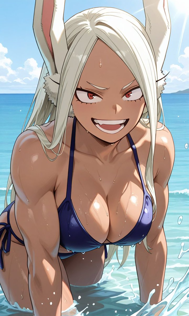 GrubusAI's tweet photo. Do you prefer: Classic bunny suit or a day at the beach? 

🐰🌊 The full uncensored variants in my BIO 🔥🔥

#Mirko #MyHeroAcadémia #AIart https://t.co/hyXH8Xfn1D