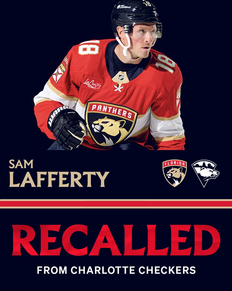FlaPanthers's tweet photo. We have recalled defenseman Alexander Petrovic and forward Sam Lafferty from @CheckersHockey. 

More » https://t.co/8rxNAbvk2l https://t.co/HrAXSxBDi1