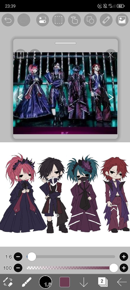 Chara_lv20's tweet photo. BLAZEのメンバーをちびキャラで描いてみました🖤💜
衣装もできるだけ再現しました✨
いつか4人に直接プレゼントしたい…！🎁
#BLAZE #ヴィジュアル系 #V系 #ファンアート #ちびキャラ https://t.co/0LbmdSKCLr