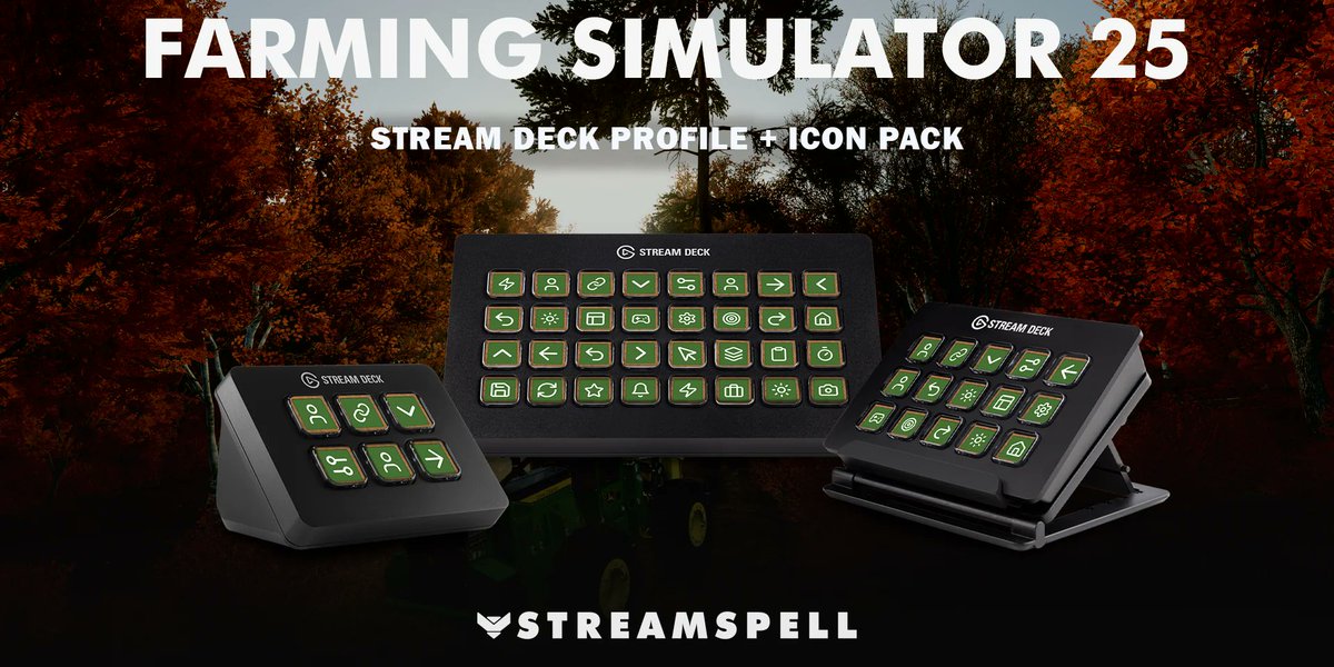 streamspell's tweet photo. Your farm controls, all in one place🚜🌾

The Farming Simulator 25 Stream Deck Profile organizes vehicle, implement, harvesting and farm-management commands into ready-to-import profiles

Includes a matching 472-icon pack and support for MK.2, Neo, Mini, +, XL, +XL & Galleon 100 SD

https://t.co/tewCEpioGx