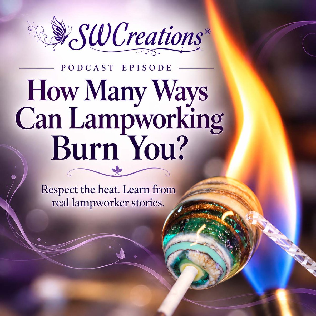 swcreations's tweet photo. 🔥 New article + podcast: How Many Ways Can Lampworking Burn You?

Inspired by real lampworker stories about hot tools, flying glass, thermal shock, sharp rods, and more.

Read or find the links to listen here: https://t.co/nI6DgclQfJ https://t.co/TJB0gkf5ll