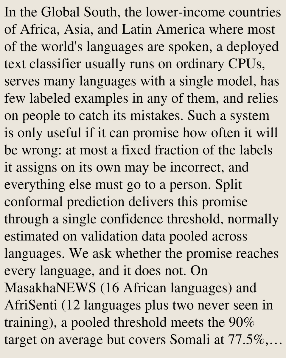 HEI's tweet photo. One Threshold Does Not Fit All Languages: Language-Conditional Deferral for Reliable and Efficient Low-Resource Text Classification

Bhanu Prakash Vangala, Vangala Navya
https://t.co/0jhVxtReiN [𝚌𝚜.𝙲𝙻 𝚌𝚜.𝙻𝙶] https://t.co/76BacKyb9i