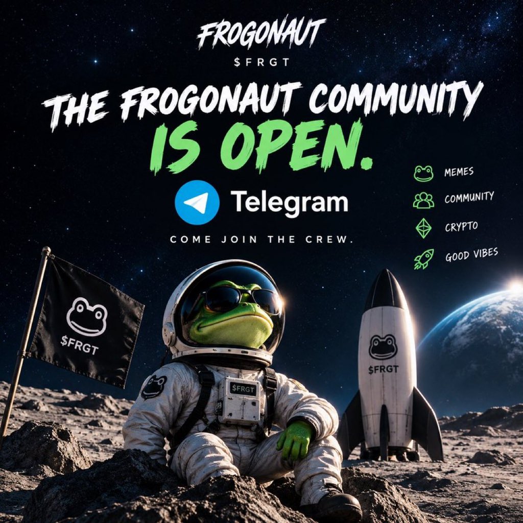 pizzabasedev1x's tweet photo. 🚨 THE FROGONAUT COMMUNITY IS OPEN. 🐸🚀

The crew is officially forming.

Memes. Crypto. Good vibes.
And one mission: 🌕

👇 JOIN THE CREW
$FRGT

https://t.co/nnHUo9clQv

#Solana #FRGT #PumpFun #Memecoin #crypto #BullRun #FairPlay #troll https://t.co/66rxQkOsbT