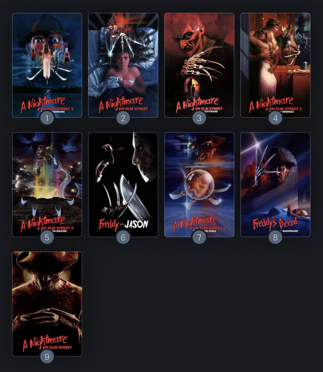 eli_thomas17's tweet photo. My Nightmare on Elm Street Franchise Ranking Post-Marathon https://t.co/2VCj7r202w