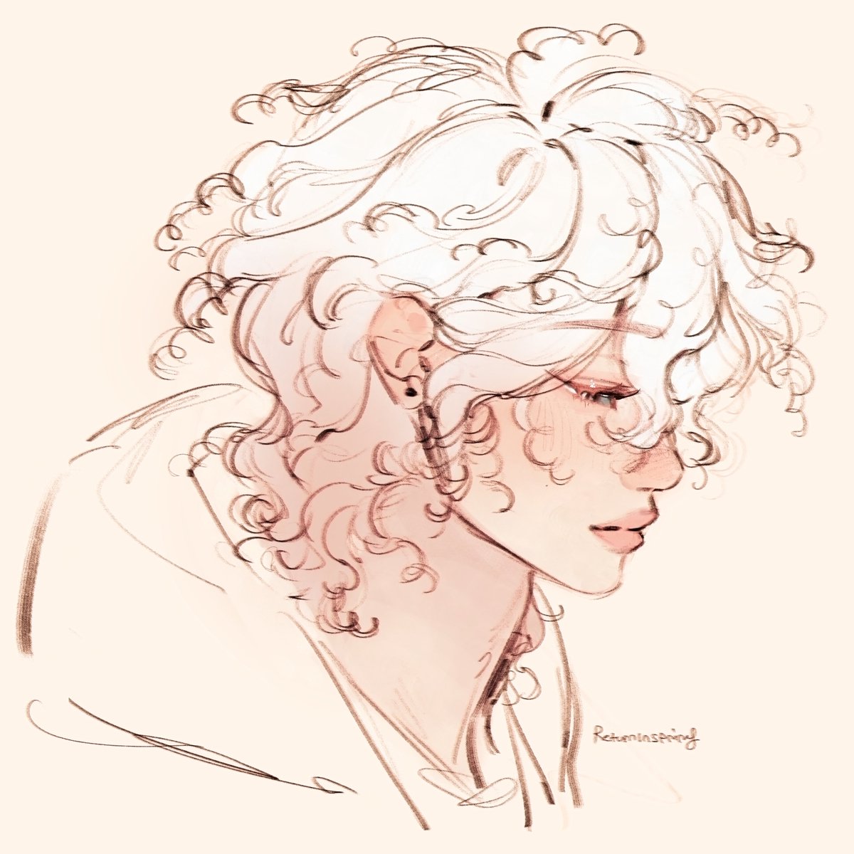returninspring's tweet photo. every time I draw him he gets curlier #danganronpa https://t.co/GR3lQET0pQ