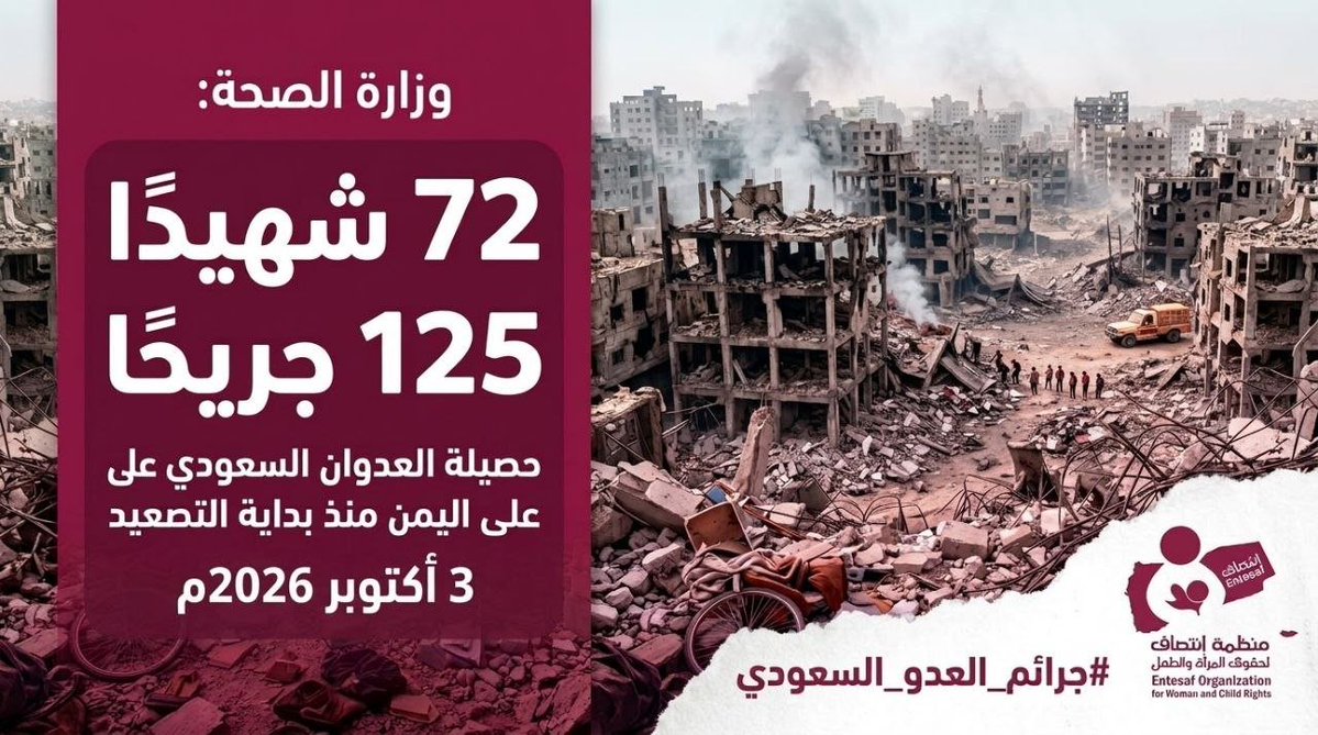 entesaf2's tweet photo. وزارة الصحة: 72 شهيدا و125 جريحا حصيلة العدوان السعودي على البلد منذ بداية التصعيد

منظمة انتصاف – انفوجرافيك

#جرائم_العدو_السعودي
#منظمة_انتصاف
#Entesaf_Org

https://t.co/oeh2GsWxKz https://t.co/wE1GK0JiKA