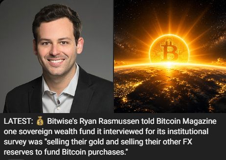 🚨 Bitwise's Ryan Rasmussen told @​BitcoinMagazine that one sovereign wealth fund is 
