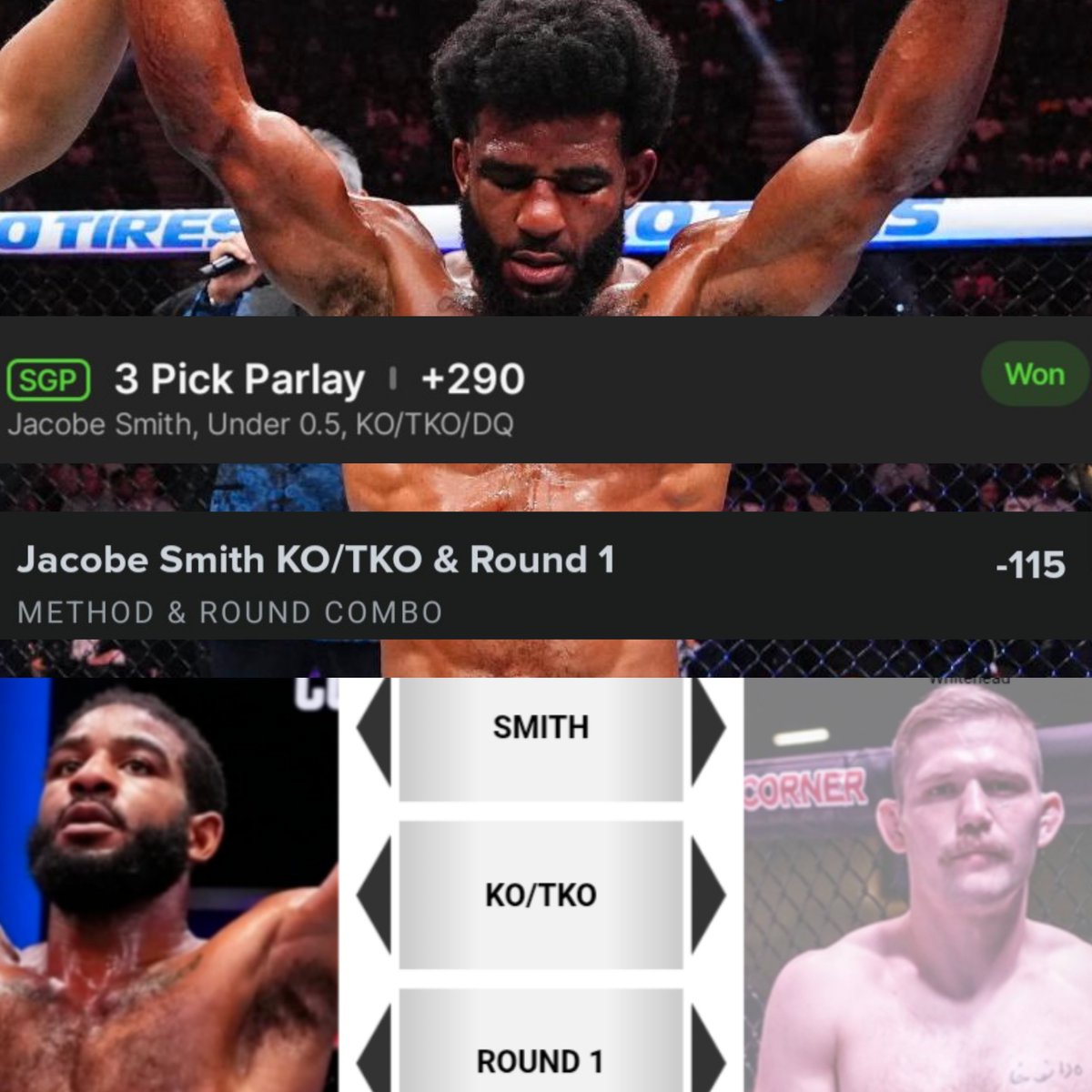 MMAzing_bets's tweet photo. #UFC332 another perfectly predicted and bet fight!!
Was Jacobe hurt there for a second before he got the TD??
#UFC #MMA #jacobesmith #paytontalbott https://t.co/1wD0HtdTQu