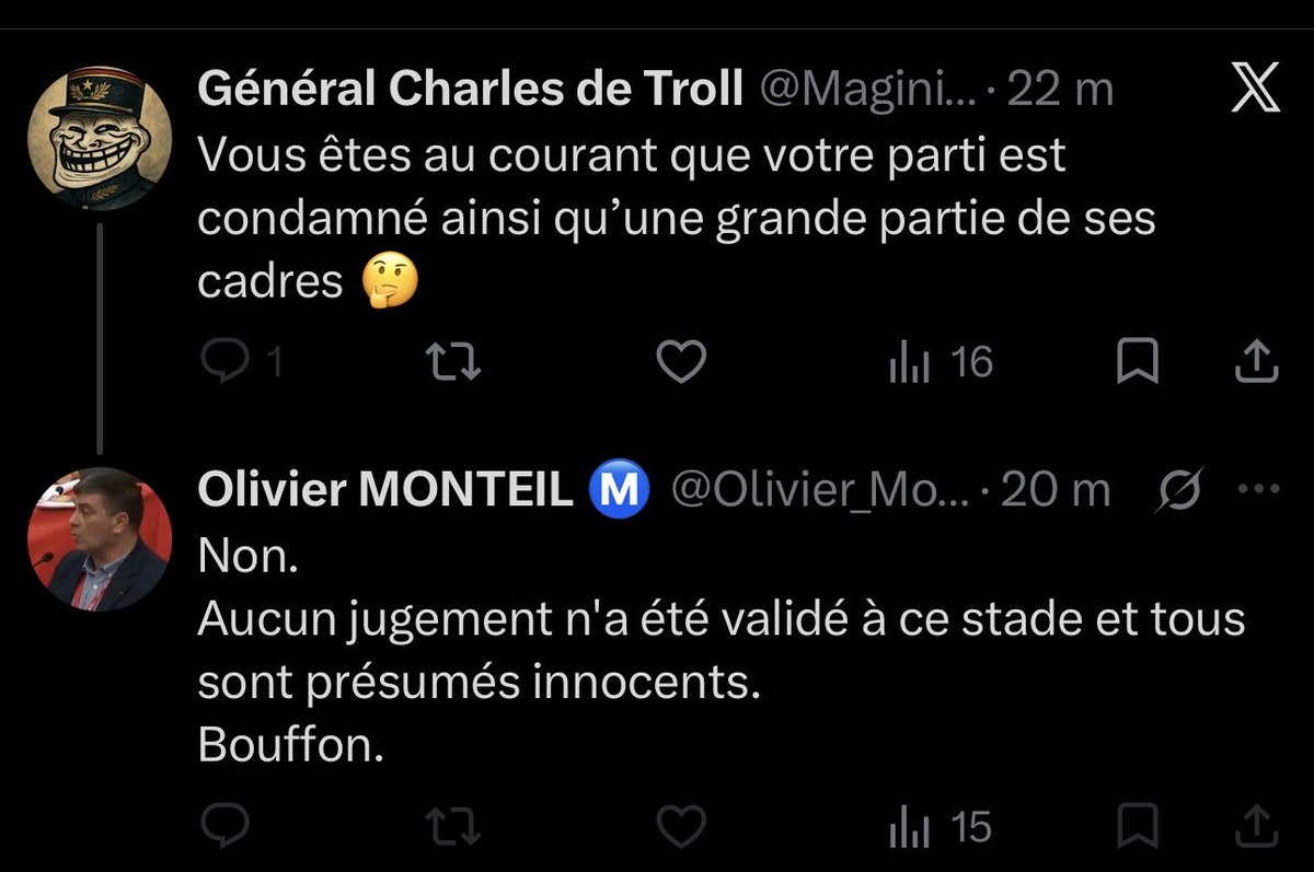 Magini_R's tweet photo. Ma réponse à monsieur Bouffon du @RNational_off 
Condamnation définitive du RN en 2024 après rejet du pourvoi par la Cour de cassation.
Avec, au passage, Frédéric Chatillon et sa société Riwal au cœur du montage. Mais allez, continuez à expliquer que « rien n’est validé ». 🤡 https://t.co/3uk58o5bi4