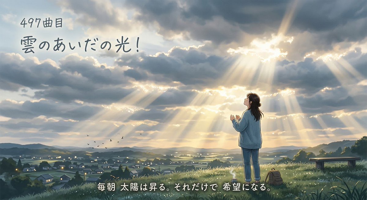 1972toshisan's tweet photo. 497曲目　雲のあいだの光！

雲の隙間から差す光のように、世界はいつでも静かに希望をくれている！
＃癒し
＃自己肯定

https://t.co/Dni0CZNull

心ゆくまで曲を楽しみたい方、これからの歌作りを応援していただける方は、ぜひショップを覗いてみてください👇
https://t.co/vI6bPh967x https://t.co/5ebGNOcalx