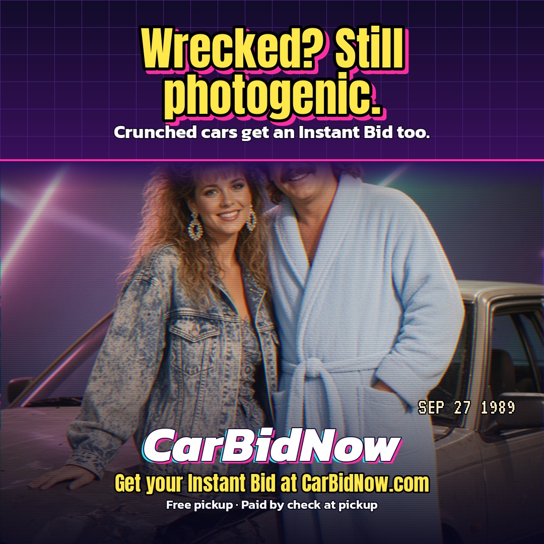 CarBidNow's tweet photo. Wrecked? Damaged cars get an Instant Bid too. If it rolls and the title can transfer, enter the VIN and see your guaranteed price in seconds. https://t.co/4pnWobCVVi https://t.co/Zs7sShDeU4