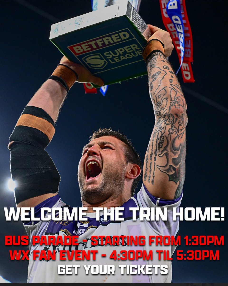 WTrinityRL's tweet photo. Our Open-top buses will make their way from Belle Vue to the city centre. The players and staff will set off from their home ground at 1.30pm!

The parade route will be:

Kirkgate - The Springs -Westmorland Street - Northgate - Rishworth Street - Cliff Parade - Drury Lane - Westgate - Marygate - Northgate - Rishworth Street - Cliff Parade - Drury Lane - Westgate - Wood Street

Full Details 👉🏻 

#UpTheTrin