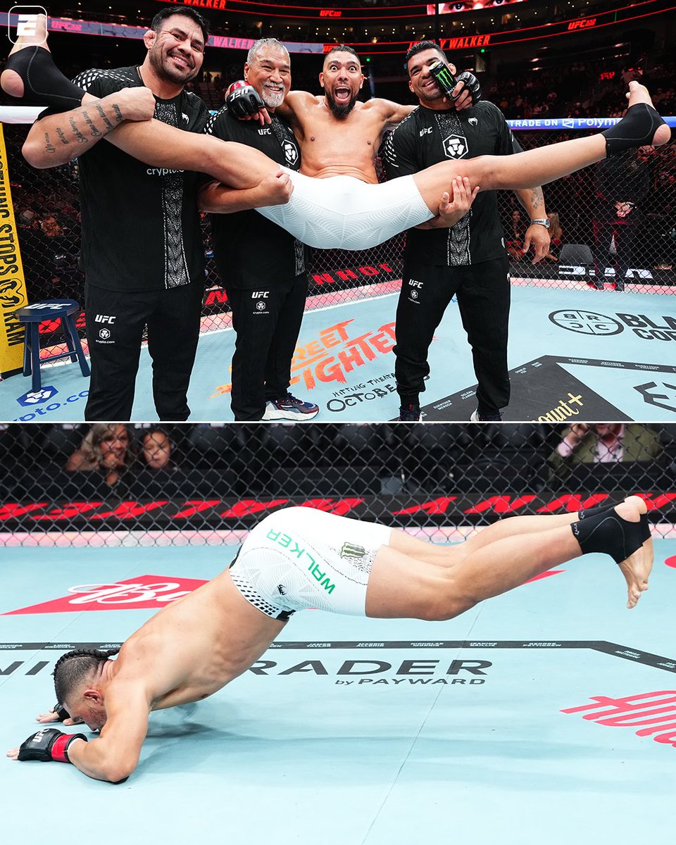 ESPNBrasil's tweet photo. SIMPLESMENTE O SHOOOOOOW DE JOHNNY WALKER! 🤣🤣🤣🤣🤣 Johnny Walker venceu Mick Parkin com um nocaute BRUTAL e deu um verdadeiro SHOW no pós-luta! Desde REAÇÃO FAKE no anúncio de vencedor da luta, até DANÇA DA MINHOCA! SENSACIONAL!

#ESPNKnockOut #UFC #JohnnyWalker https://t.co/y2y9wPYz5h