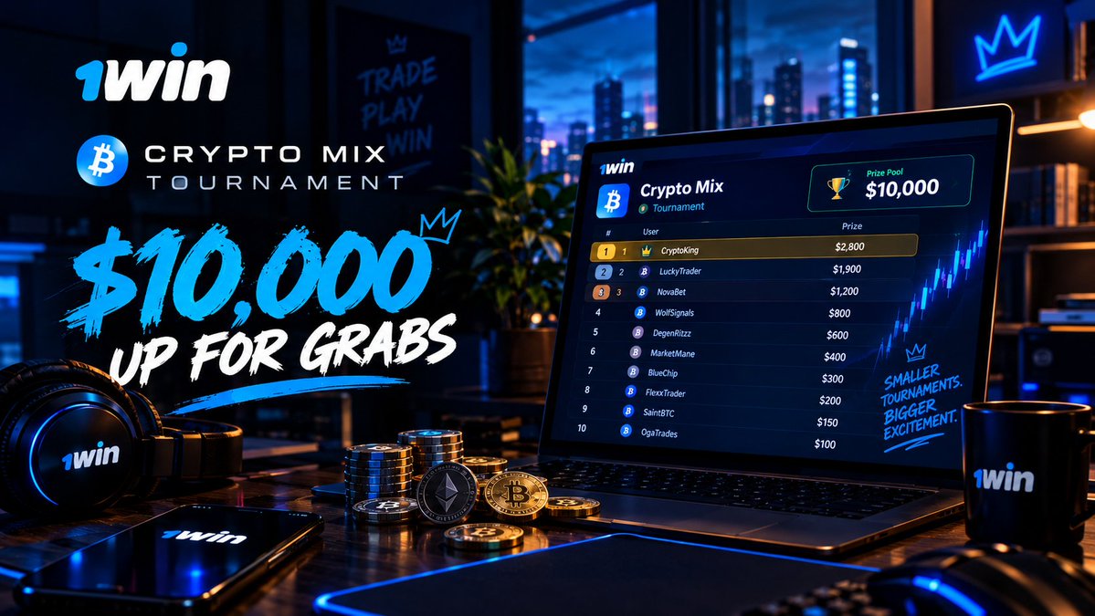 xenocrypto01's tweet photo. I actually like these smaller tournaments more, they’re just more interesting to follow.

Just Crypto Mix on @1win has $10K up for grabs, and that’s enough to make the leaderboard interesting.

The bigger tournaments usually get dominated by the same big players, but with something like this, you can actually watch the positions change and wonder who’s going to take it.