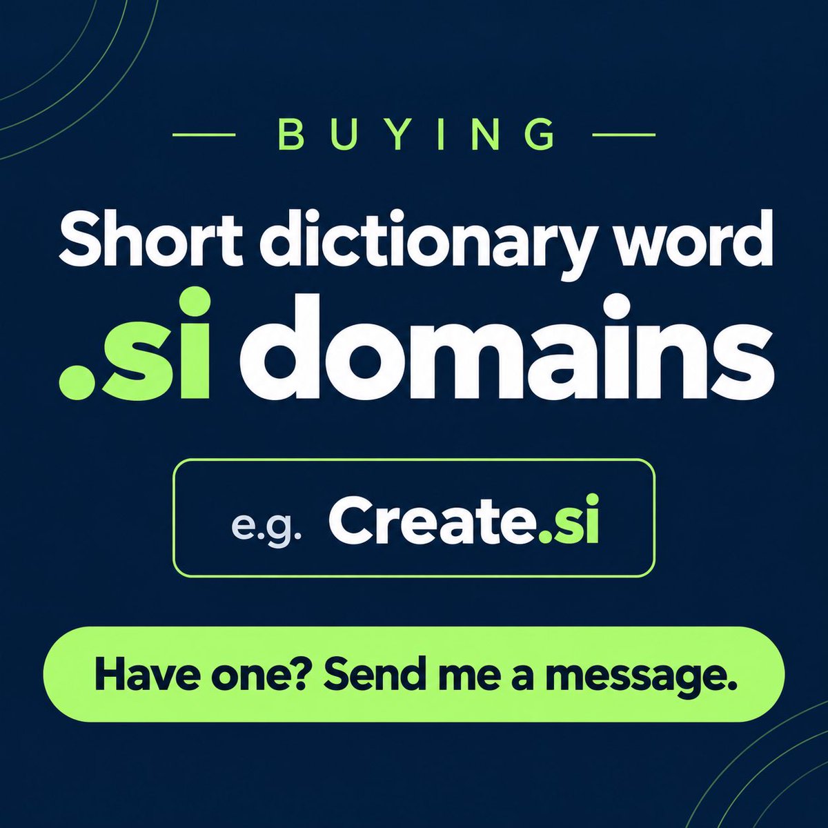 hodlbankz's tweet photo. I will be buying .si domain names, English dictionary words only, it must be short. Kindly say “Period!” On comment or shoot me a DM quickly.
#Domains #Domaining #DomainInvestor #DomainWanted #BuyingDomains #DotSI #ccTLD #si #Domain #SuperIntelligence #ArtificialIntelligence https://t.co/vGIcVf7fAX
